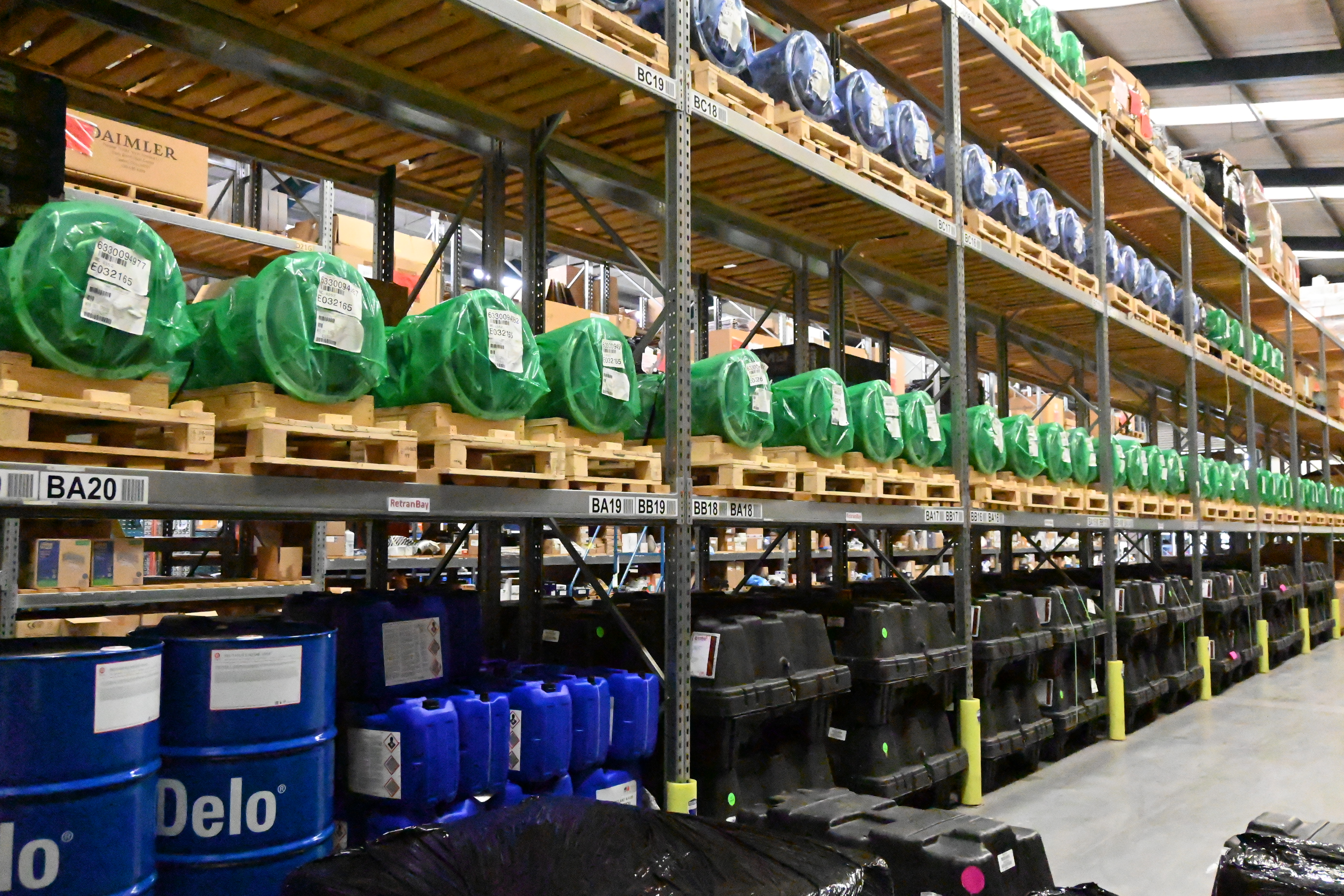 delo barrels in warehouse