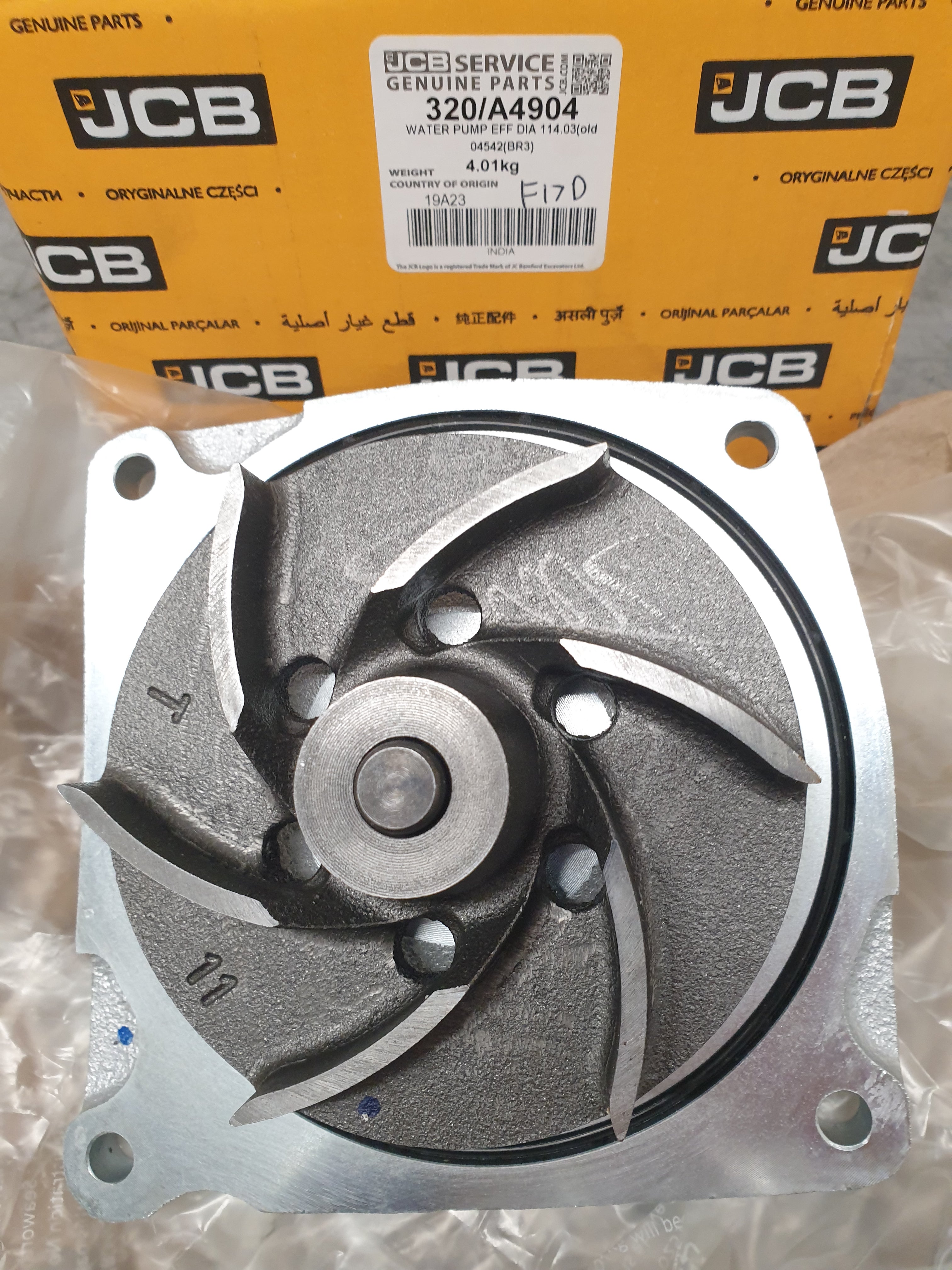 WATER PUMP & O-RING GENUINE JCB POWERSYSTEM PARTS 320/A4904 - Image 2
