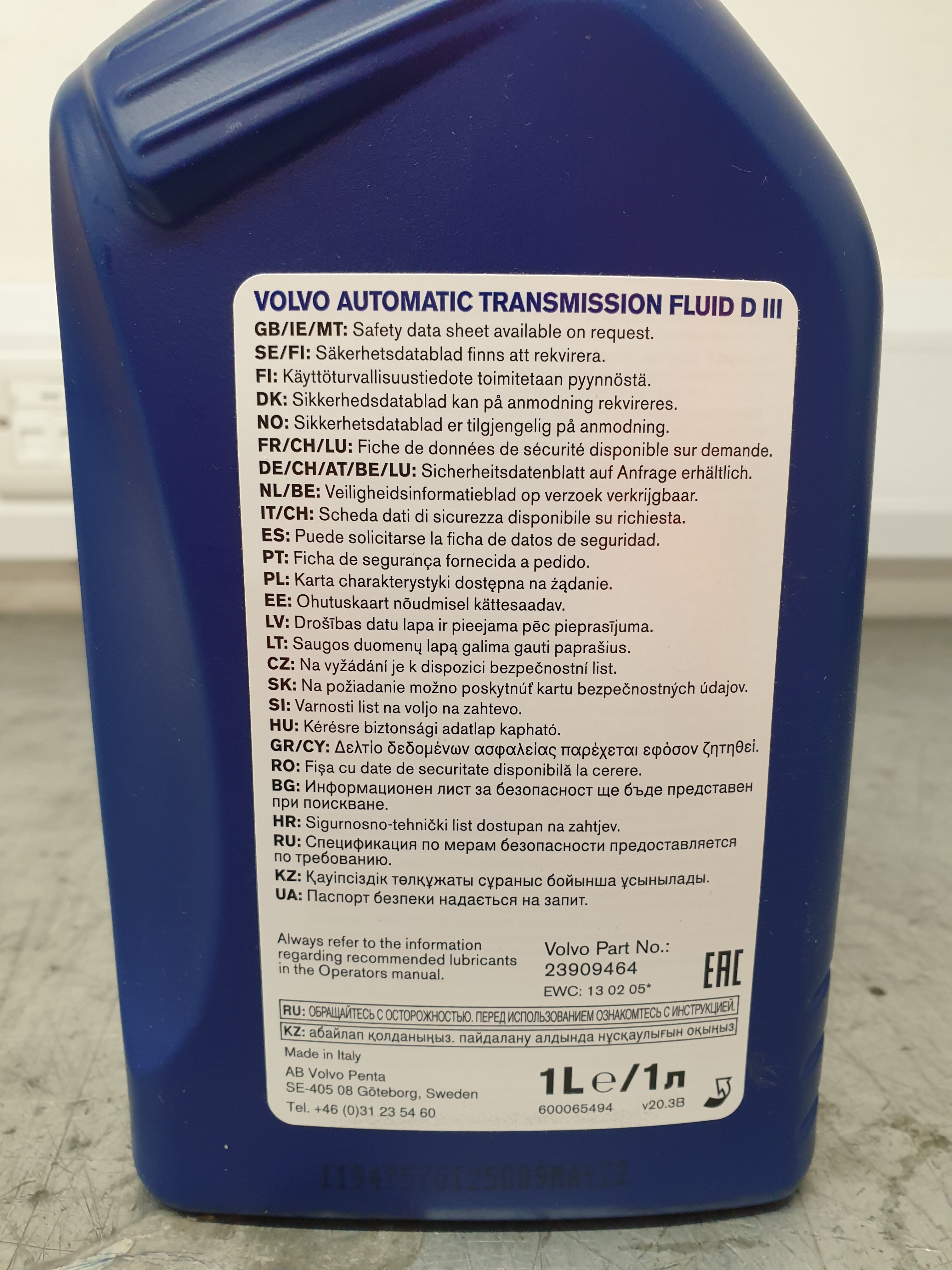 TRANSISSION FLIUD III ATM GENUINE VOLVO PENTA OIL 23909464 - Image 2