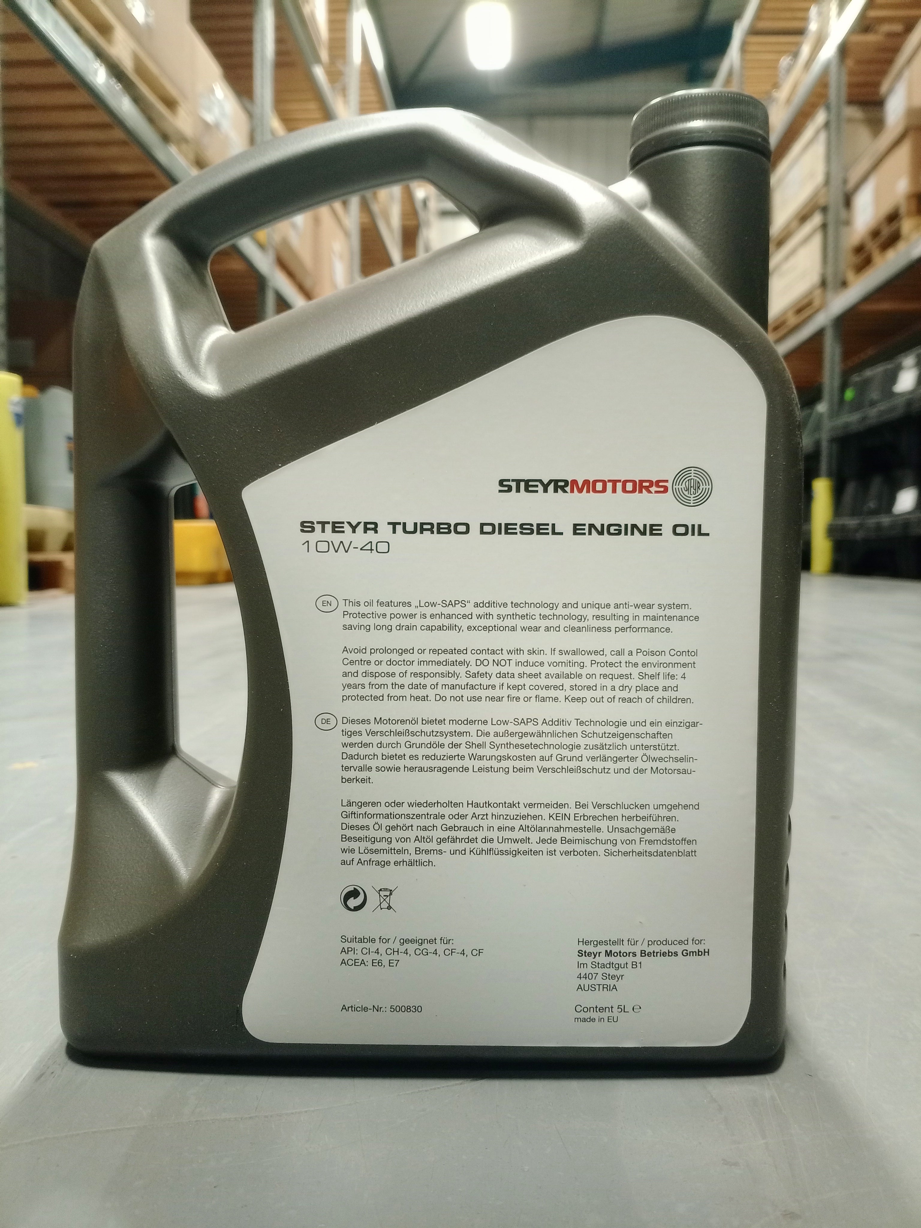STEYR MOTORS TURBO DIESEL ENGINE OIL SAE 10W-40 5L - Image 3