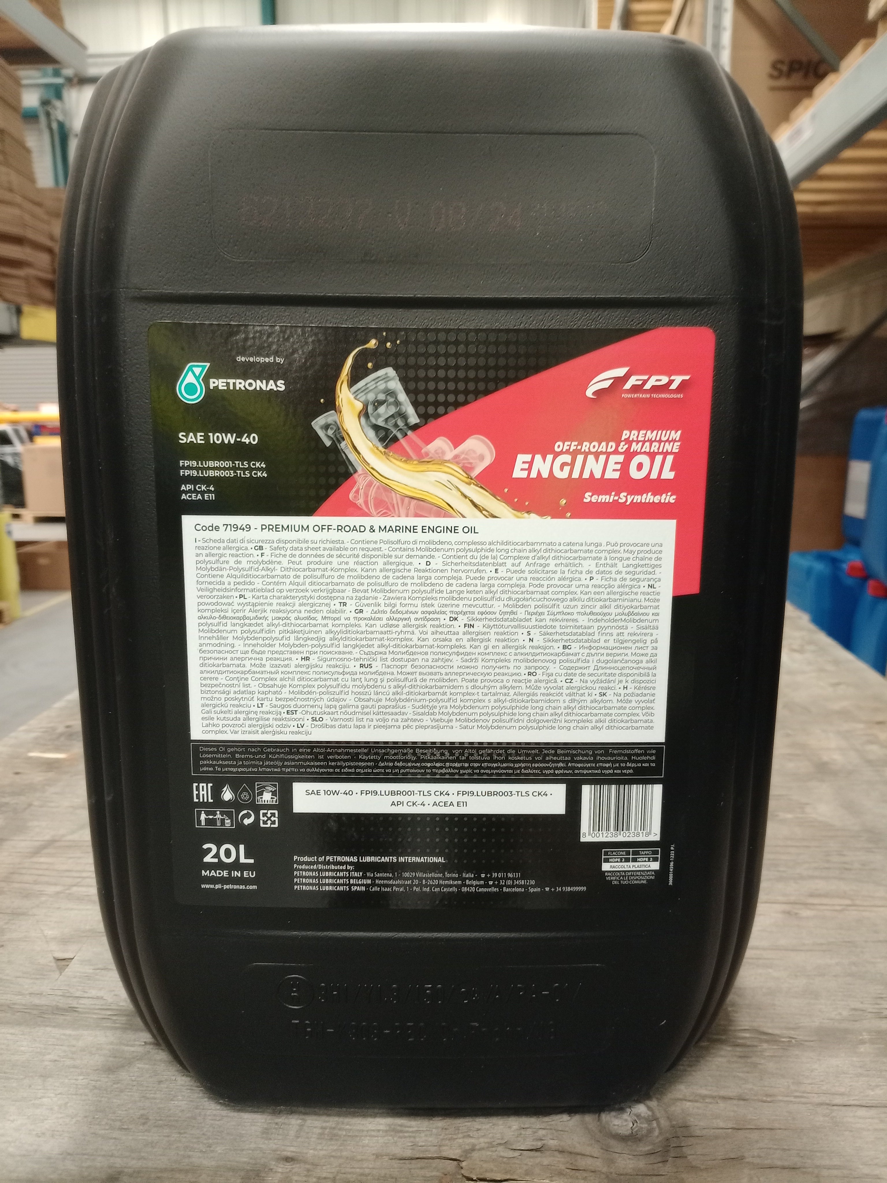 FPT INDUSTRIAL PETRONAS PREMIUM ENGINE OIL 10W-40 OFFROAD & MARINE 20L - Image 4